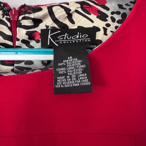 K Studio Collection Red Two-Piece Dress Suit with Shrug & Belt Size 14 - Picture 5 of 8